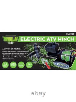 Hulk 4x4 Electric Winch 12V 3000lbs For ATV Dyneema Rope Remote Control (HU3000)