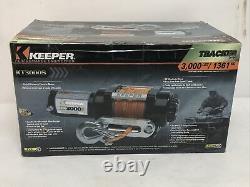 Keeper Electric Portable Winch 3000LBS12V UTV/ATV Trailer OffRoad Synthetic Rope