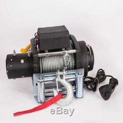 MA 15000LB Electric Recovery Winch Universal 12V Steel Cable Rope Towing Tow Kit