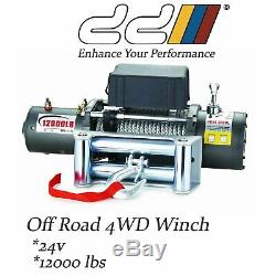 New DD 12000LB 24V Recovery Electric Winch Wireless Remote Trailer 4WD SUV Jeep