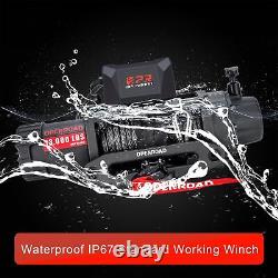 OPENROAD 13000 lb Winch, 12V Electric Winch IP67 Waterproof with Synthetic Rope