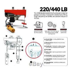 Overhead Electric Hoist 440LB Cable Crane Lift Winch with Remote control FO-3780-3