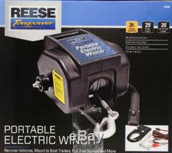Portable Winch Electric Reese Towpower Boat Atv Truck Trailer 2000 Lbs Capacity