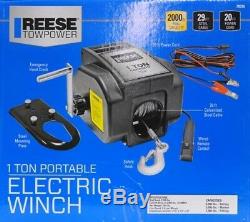 Portable Winch Electric Reese Towpower Boat Atv Truck Trailer 2000 Lbs Capacity