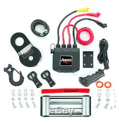 Rhino Winch Electric Recovery, 12v 13500lb Carbon 4x4 Steel + Mounting Plate