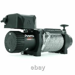 Rhino Winch Electric Recovery, 12v 13500lb Carbon Heavy Duty 4x4 Steel Cable