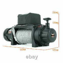 Rhino Winch Electric Recovery, 12v 13500lb Carbon Heavy Duty 4x4 Steel Cable