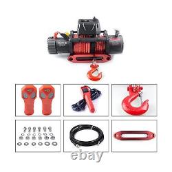 Rock-Hulk 13500 lb Waterproof Synthetic Red Rope Winch Load Capacity Electric
