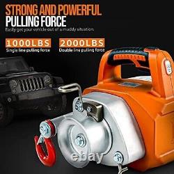 SuperHandy GUO076 48V 2000LBS Max Cable Electric Portable Towing Winch Hoist