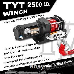 TYT 12V 2500LBS Load Capacity Electric Winch Synthetic Rope Winch