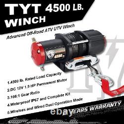 TYT 4500 lb. 12V Electric Winch with Hawse Fairlead, 2 Wireless Remotes