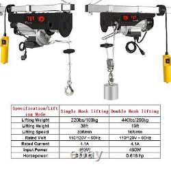 TYT Electric Hoist 440lbs Crane Winch with Wired Remote Control 460W 110V