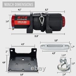 UTV Winch ATV Winch 4500LBS Electric Cable Winch Synthetic Rope 4WD Off Road 12V