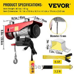 VEVOR 1760LBS Electric Wire Cable Hoist Winch Crane Lift with 6.6ft Control Cord