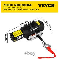 VEVOR 5700LB Electric Winch 12V Trailer Synthetic Rope Off Road for Truck Pickup