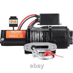 VEVOR Electric Winch 12V 4500lb Synthetic Rope Towing ATV