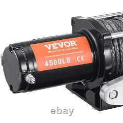 VEVOR Electric Winch 12V 4500lb Vehicles Winch IP 55 Nylon Rope Handheld Remote