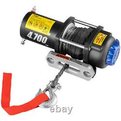 VEVOR Electric Winch Truck Winch 12V 4700 LBSSynthetic Rope ATV Winch Off Road