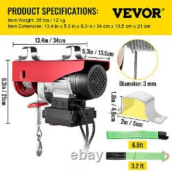 VEVOR Electric Wire Cable Hoist Winch Crane Lift 550LBS Wireless Remote Control