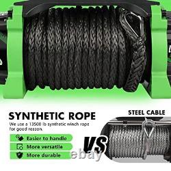 Winch 13500 lb. Electric Winch Synthetic Rope Winch, 12V Waterproof (Jungle EX)