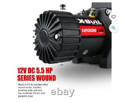 XBULL 12000 lbs Electric Winch Synthetic Rope Truck Trailer Towing 12V SUV