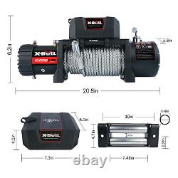 X-BULL12V waterproof Steel Cable Electric Winch 12000 lb Corded Control for jeep