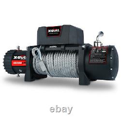 X-BULL12V waterproof Steel Cable Electric Winch 12000 lb Corded Control for jeep