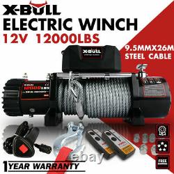X-BULL 12V 12000LBS Electric Winch Steel Cable Truck Trailer Towing Off Road 4WD