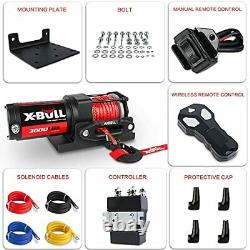 X-BULL 12V 3000LBS Electric Winch Synthetic Rope Electric Winch for Towing AT