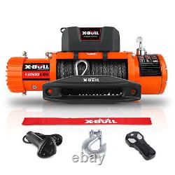 X-BULL 12V Electric Winch 13000lb Winch Synthetic Rope Truck Towing Trailer