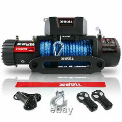 X-BULL Electric Winch 13000LB 12V Synthetic Rope Jeep Towing Truck Off Road 4WD