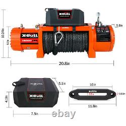 X-BULL Electric Winch 13000Lbs 12V Synthetic Rope Winch Trailer Towing Truck