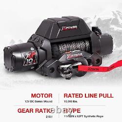 X-POWER 12V DC Electric Winch with Synthetic Rope 10000lb load capacity