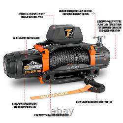 ZESUPER 12V 13500 lb Load Capacity Electric Winch Synthetic Rope Hook Kit
