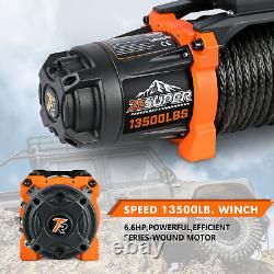 ZESUPER 12V 13500 lb Load Capacity Electric Winch Synthetic Rope Hook Kit