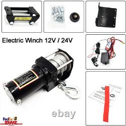 2500lb-4500lb 12v/24v Electric Winch Portable Atv Car Heavy Duty Steel Cable Kit