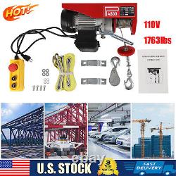 Palan électrique de grue à câble 110V 1763lbs pour garage avec commande filaire à distance