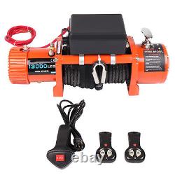 Pour Jeep Utility 12V 13000LB Treuil électrique boîtier orange corde synthétique Nouveau