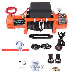 Pour Jeep Utility 12V 13000LB Treuil électrique boîtier orange corde synthétique Nouveau