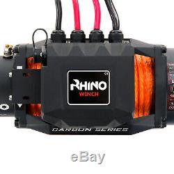 Rhino Électrique De Récupération Treuil 13500lb Carbone 4x4 + Synthétique De La Plaque De Montage