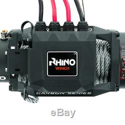 Rhino Winch Électrique De Récupération, 12v 13500lb Carbone 4x4 Acier + Plaque De Montage