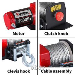 Rugcel Electric 12v 2000lb/907kg Treuil Étanche Monoligne