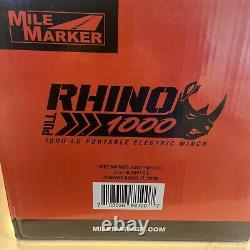 Tireur de rhinocéros Mile Marker Pull 1000 Orange avec treuil électrique portable et corde synthétique de 39 pieds.