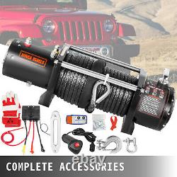 Treuil Électrique 9500lbs 12v 85ft Synthetic Rope 4wd Atv Utv Winch Towing Truck