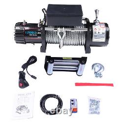 Treuil électrique 12000LBS 6HP Kit 12V avec corde synthétique de 1/4×85' pour VTT Tout-Terrain