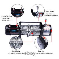 Treuil électrique 12V 12000LBS avec câble en acier pour VTT UTV camion tout-terrain USA avec housse