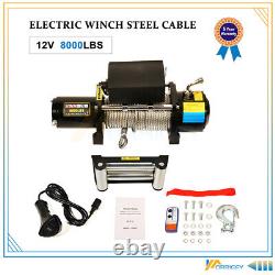 Treuil électrique 12V 8000LBS avec câble en acier pour VTT UTV et télécommande sans fil 8000lb