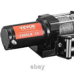 Treuil électrique VEVOR 12V 3000lb Treuil pour véhicules IP 55 Câble en acier Télécommande portative