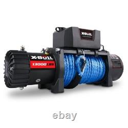 Treuil électrique X-bull 13000 lb 12v, corde synthétique bleue, amélioration étanche (États-Unis)