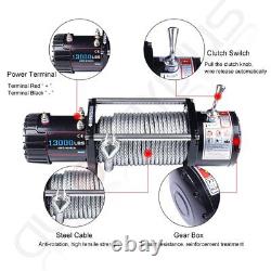 Treuil électrique de 13000 livres avec câble en acier 12V pour tout-terrain, pour remorquer une remorque avec couvercle pour Jeep